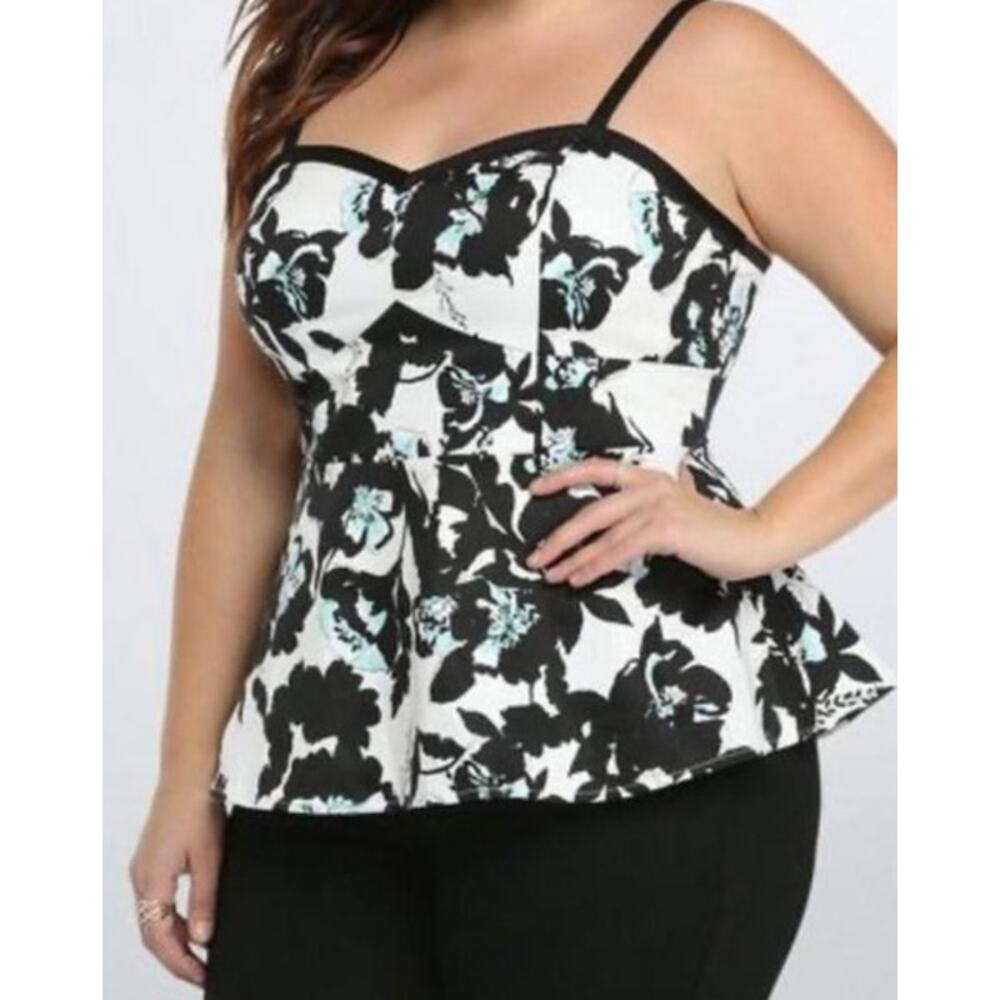 Torrid Floral Sweetheart Cami Peplum Babydoll Tank Top Plus Size 4X